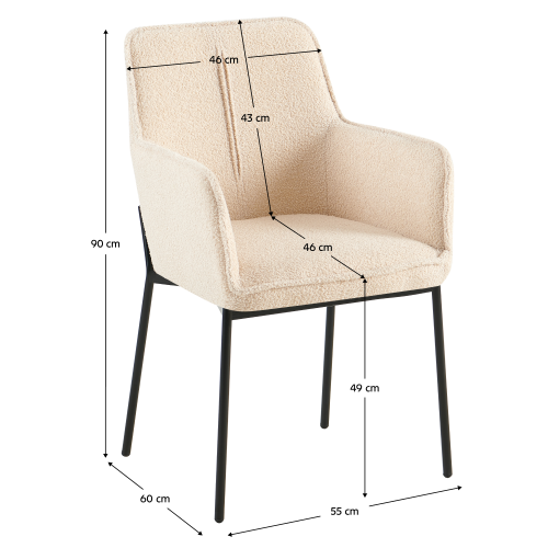 Dizajnové kreslo, béžová/čierna, REMOND