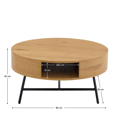 Konferenčný stolík, dub/čierna, TARMON