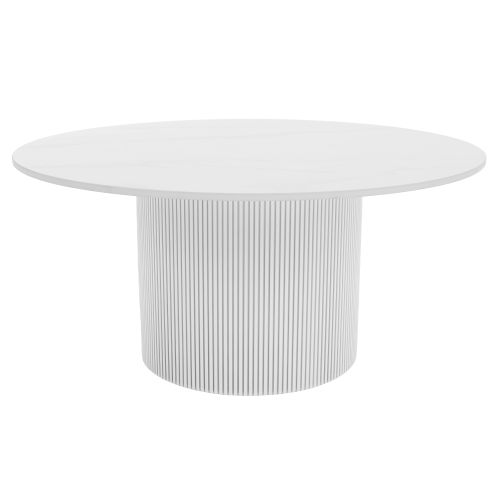 Konferenčný stolík, biely mramor/MDF, priemer 80 cm, MAHIR TYP 1