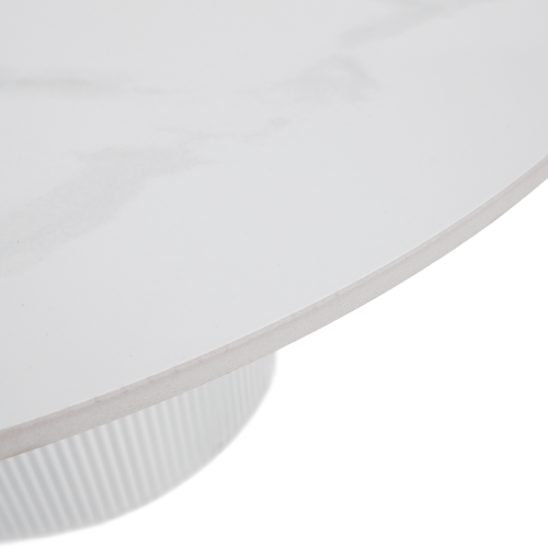 Konferenčný stolík, biely mramor/MDF, priemer 80 cm, MAHIR TYP 1