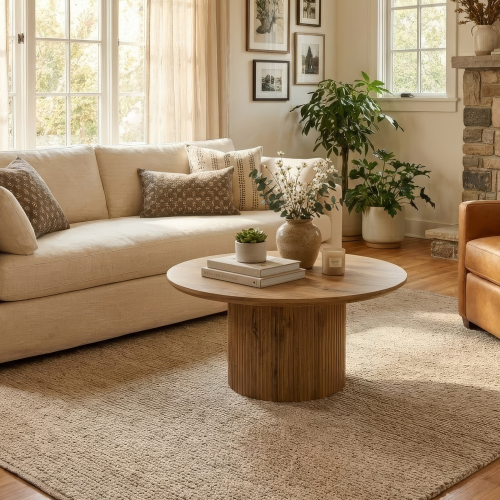 Konferenčný stolík, dub, priemer 80 cm, MAHIR TYP 2