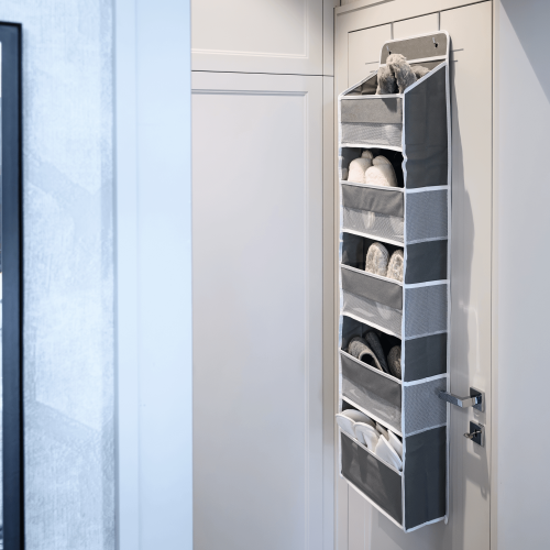 Závesný organizér na dvere, sivá, MADON