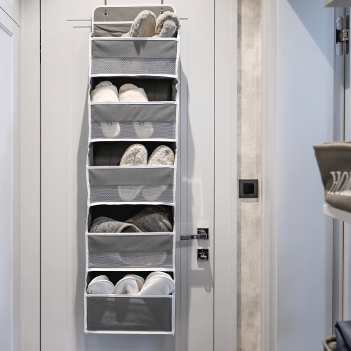 Závesný organizér na dvere, sivá, MADON