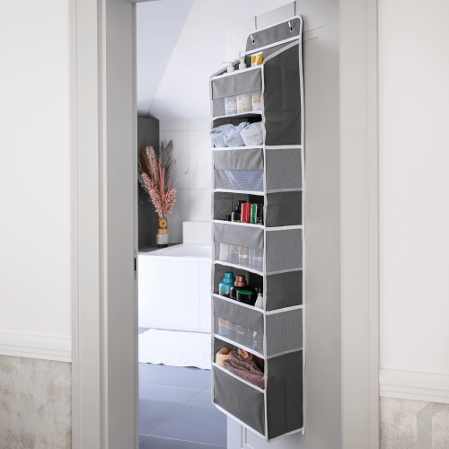 Závesný organizér na dvere, sivá, MADON