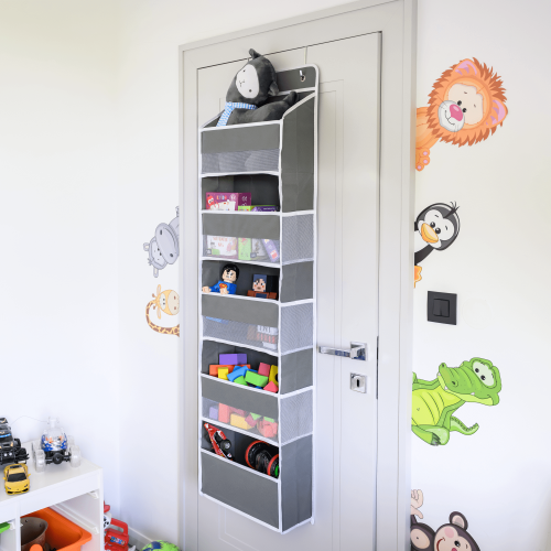 Závesný organizér na dvere, sivá, MADON