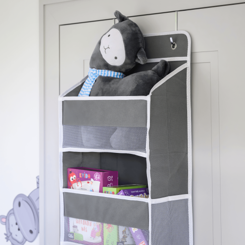 Závesný organizér na dvere, sivá, MADON