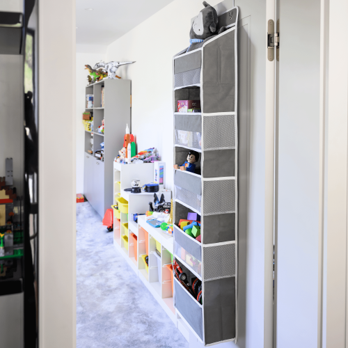 Závesný organizér na dvere, sivá, MADON