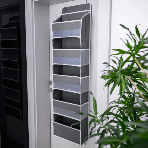 Závesný organizér na dvere, sivá, MADON