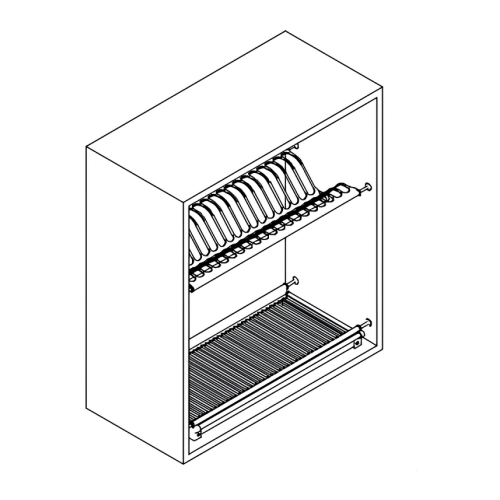 Odkvapkávač na riad do hornej skrinky, nehrdzavejúca oceľ, KAPIO TYP 3