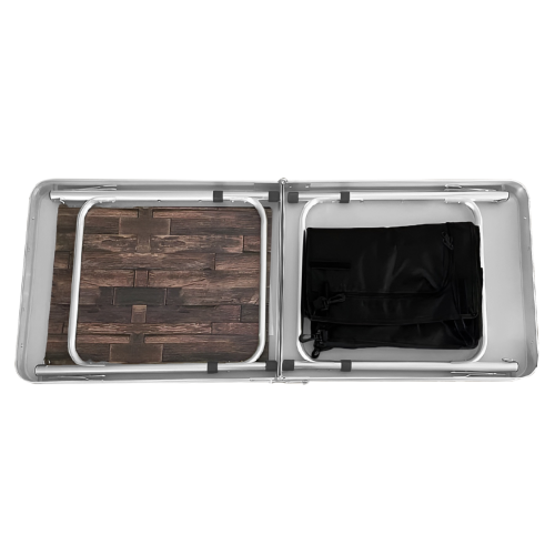 Skladací kempingový stôl s organizérom, 120 cm, hliník/MDF, KEPI TYP 3