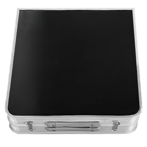 Skladací kempingový stôl s organizérom, 120 cm, hliník/MDF, KEPI TYP 3