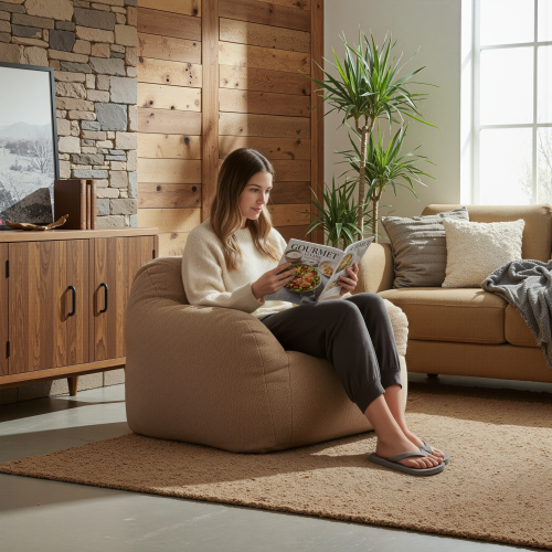 Sedací vak, svetlohnedá, FUFY