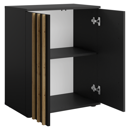 Komoda, 2D, čierna/dub artisan, TOLIS TYP 1