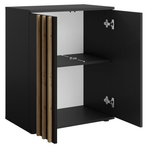 Komoda, 2D, čierna/dub artisan, TOLIS TYP 1