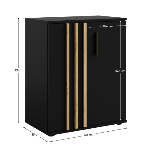 Komoda, 2D, čierna/dub artisan, TOLIS TYP 1