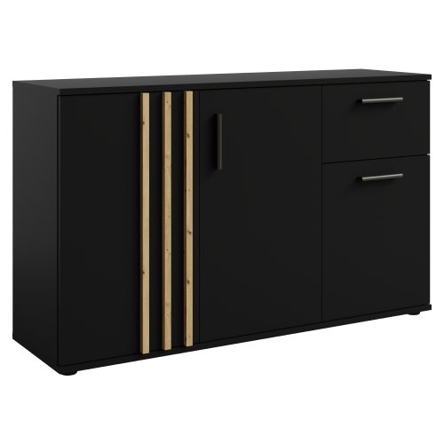 Komoda, 3D1S, čierna/dub artisan, TOLIS TYP 2