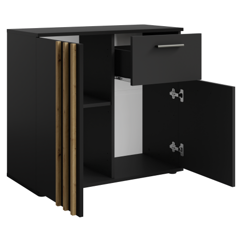 Komoda, 2D1S, čierna/dub artisan, TOLIS TYP 4