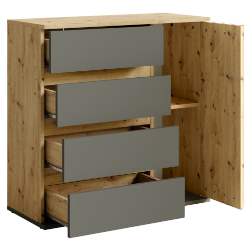 Komoda, 1D4S grafit/dub artisan, DERIS