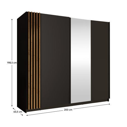 Skriňa, 2D-200, čierna/dub artisan, BAJADERO TYP 2