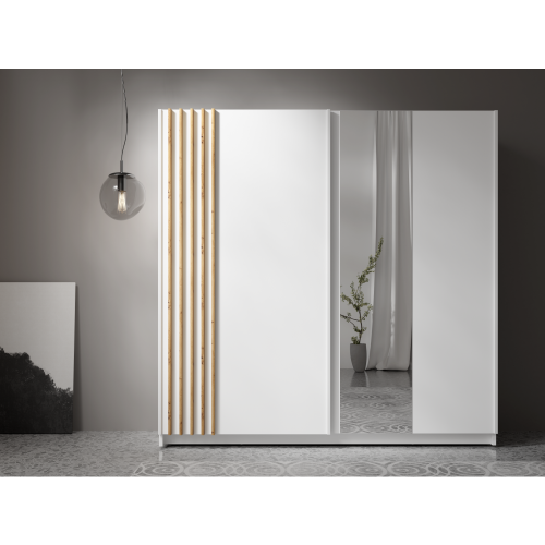 Skriňa, 2D-200, biela/dub artisan, BAJADERO TYP 2