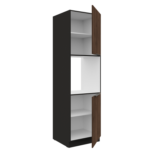 Vysoká skrinka na vstavanú rúru, čierna/orech okapi, MENZO 60 DP-210 2F Vysoká skrinka na vstavanú rúru, čierna/orech okapi, MENZO 60 DP-210 2F