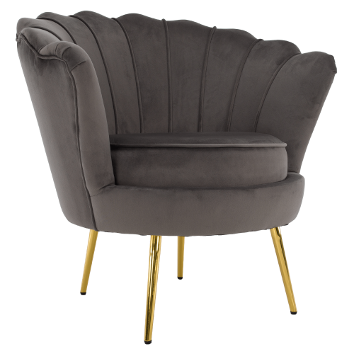 Kreslo v štýle Art-deco, sivohnedá Velvet látka/gold chróm zlatý, NOBLEO