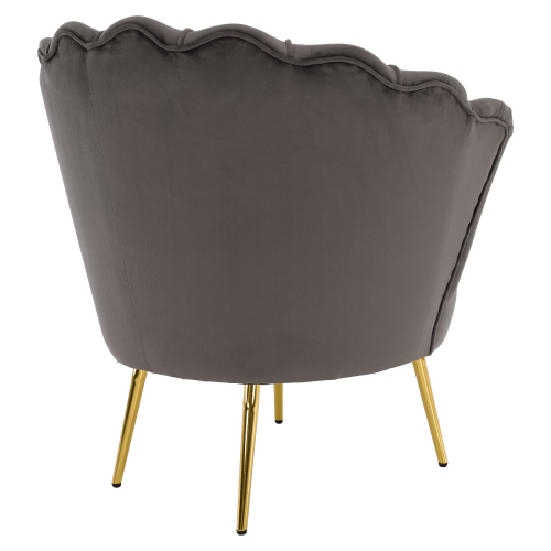 Kreslo v štýle Art-deco, sivohnedá Velvet látka/gold chróm zlatý, NOBLEO