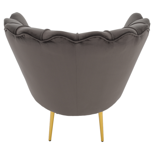 Kreslo v štýle Art-deco, sivohnedá Velvet látka/gold chróm zlatý, NOBLEO