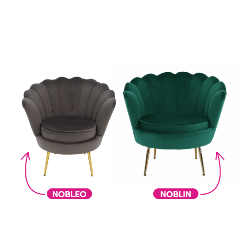 Kreslo v štýle Art-deco, sivohnedá Velvet látka/gold chróm zlatý, NOBLEO