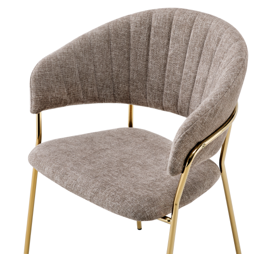 Dizajnové jedálenské kreslo, hnedá látka/gold chróm zlatý, DASMIN TYP 1