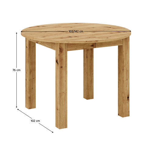 Jedálenský rozkladací stôl, dub artisan, 103-142x76 cm, HARRY