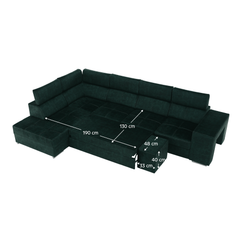 Sedacia súprava, smaragdová, ľavá, MALAGA BIG