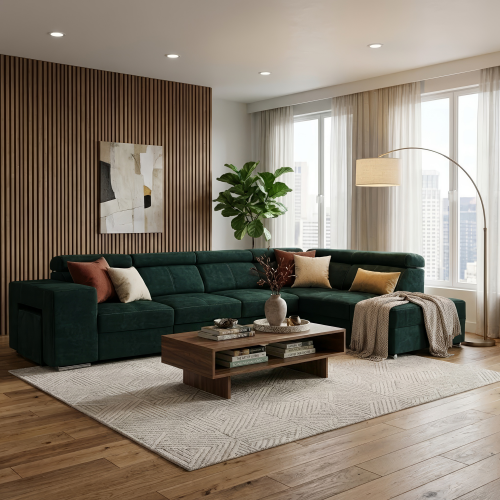 Sedacia súprava, smaragdová, pravá, MALAGA BIG