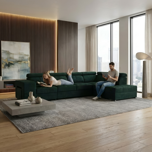 Sedacia súprava, smaragdová, pravá, MALAGA BIG