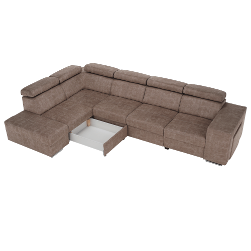 Sedacia súprava, béžová, ľavá, MALAGA BIG