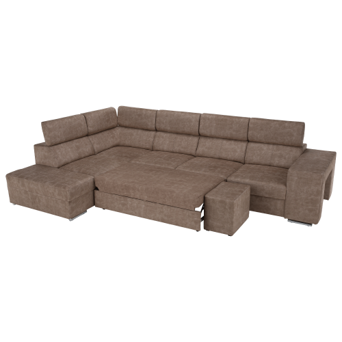 Sedacia súprava, béžová, ľavá, MALAGA BIG