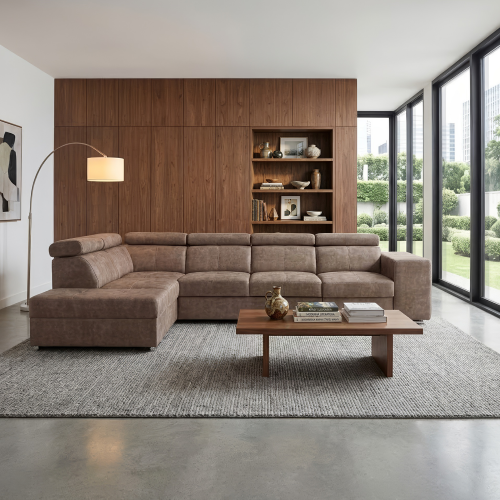 Sedacia súprava, béžová, ľavá, MALAGA BIG