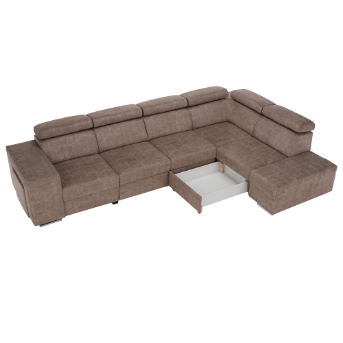 Sedacia súprava, béžová, pravá, MALAGA BIG