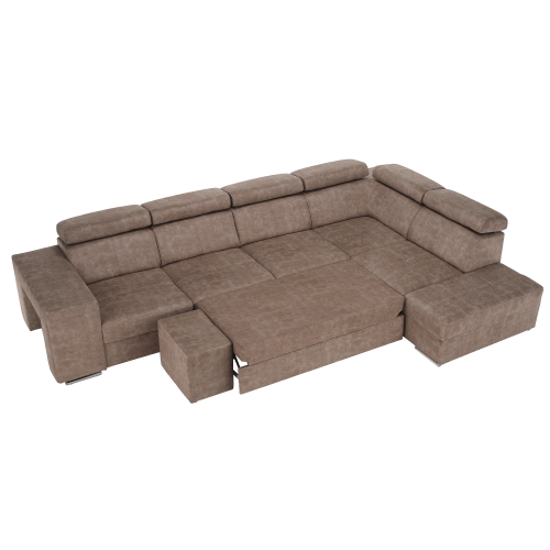 Sedacia súprava, béžová, pravá, MALAGA BIG