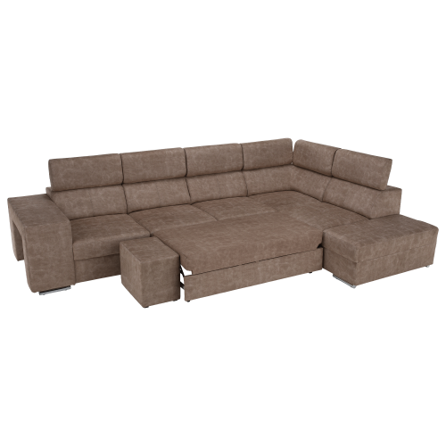 Sedacia súprava, béžová, pravá, MALAGA BIG