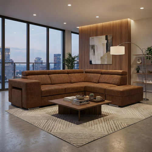 Sedacia súprava, hnedá, pravá, MALAGA