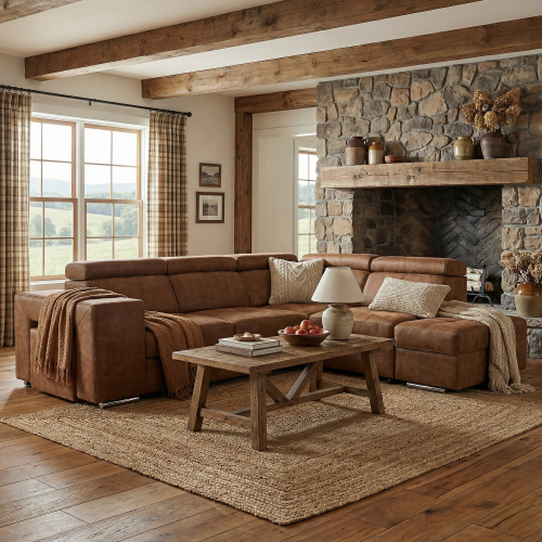 Sedacia súprava, hnedá, pravá, MALAGA