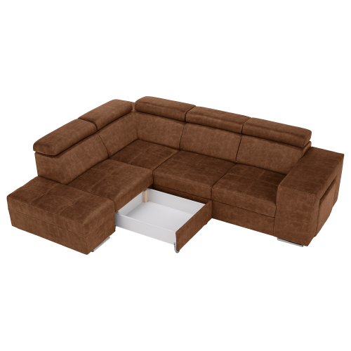 Sedacia súprava, hnedá, ľavá, MALAGA