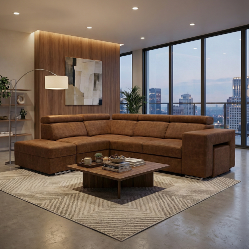 Sedacia súprava, hnedá, ľavá, MALAGA