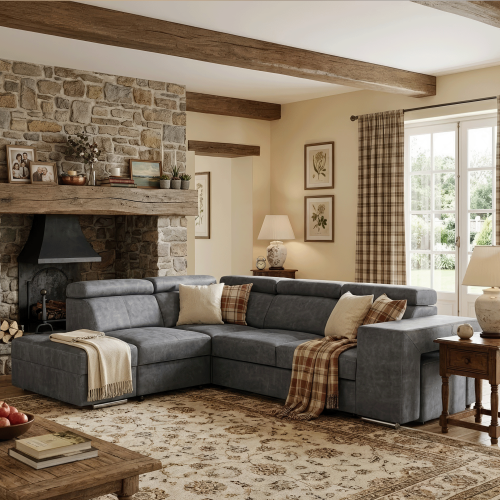 Sedacia súprava, sivá, ľavá, MALAGA