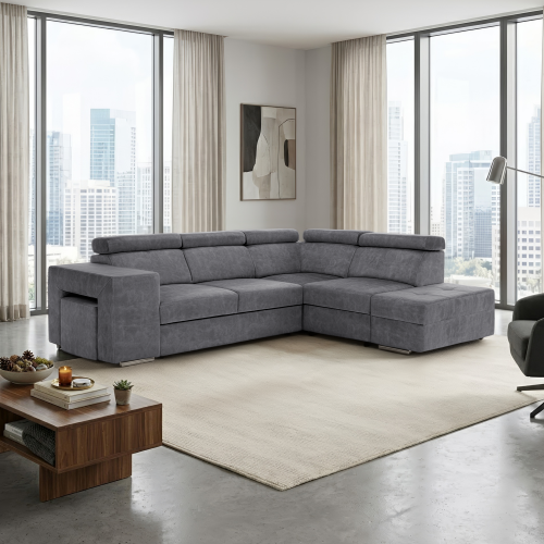 Sedacia súprava, sivá, pravá, MALAGA