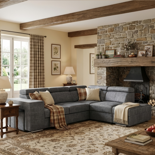 Sedacia súprava, sivá, pravá, MALAGA