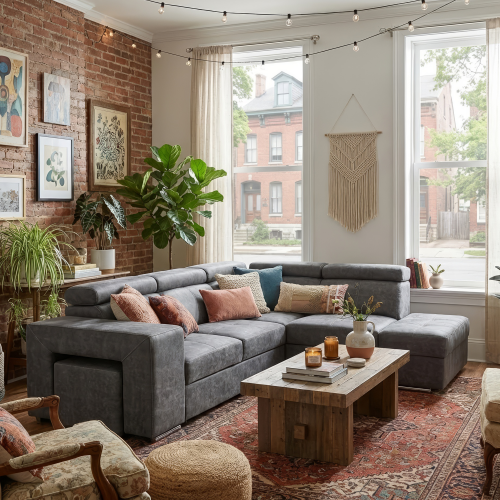 Sedacia súprava, sivá, pravá, MALAGA