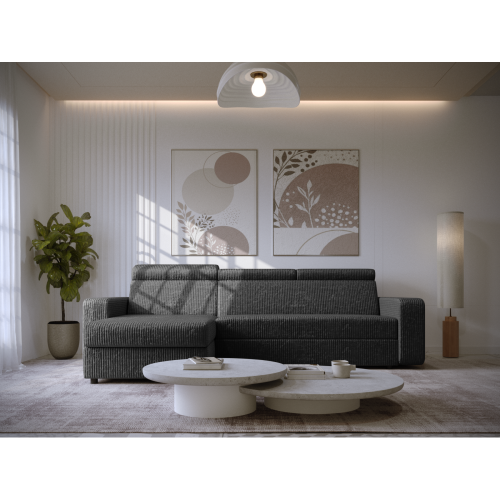 Rohová sedacia súprava, sivá, ľavá, MORA ROH