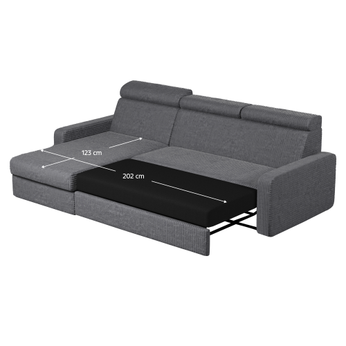 Rohová sedacia súprava, sivá, ľavá, MORA ROH